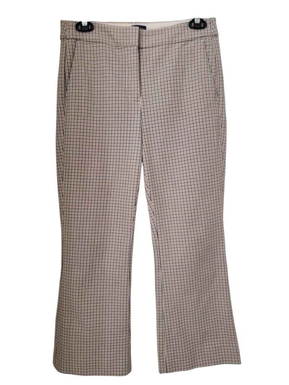 J. Crew Size 4 Cream, Tan 7 Black Plaid Kelsey Kickout Flare Crop Pants